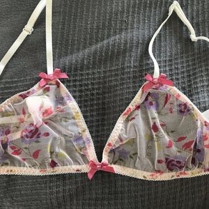 Miss Crofton Floral Sheer Bra with Bows